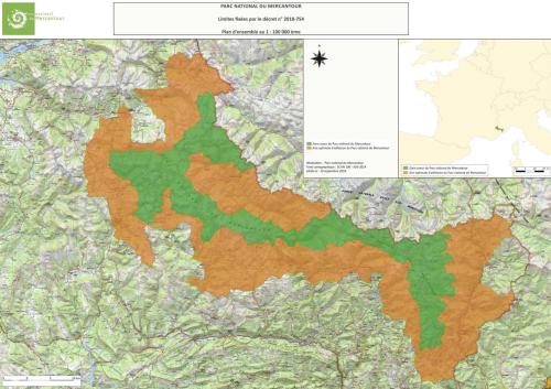 Carte des limites du Parc national du Mercantour (Décret n°2018-754)