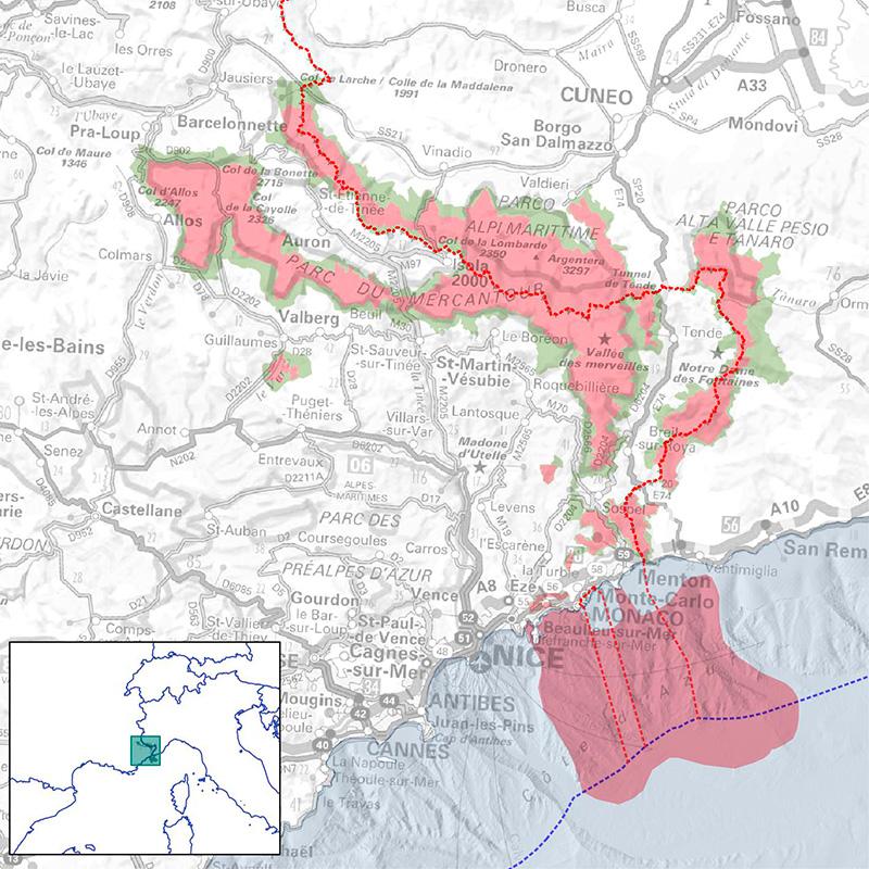 Carte du périmètre du bien, candidat au Patrimoine mondial de l'UNESCO