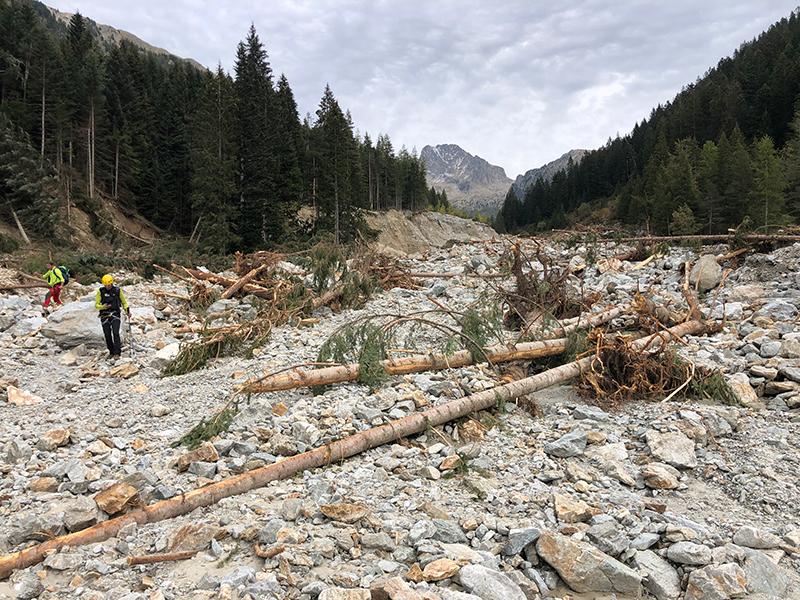 L'accès à la Madone de Fenestre après la tempête Alex