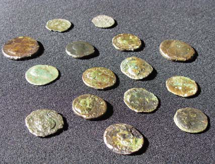 Monnaies romaines découvertes lors des fouilles