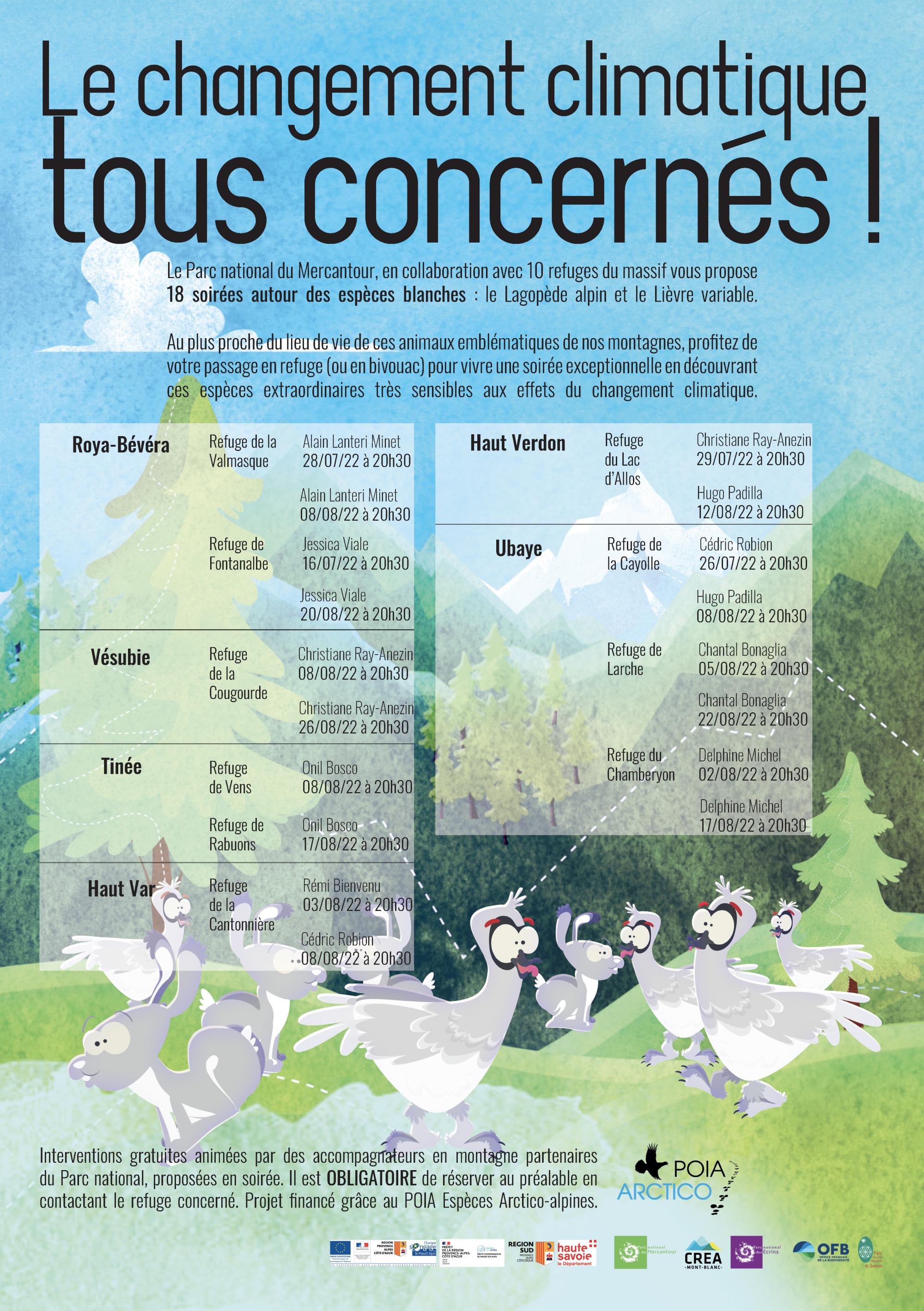 Affiche soirées en refuge : le changement climatique : tous concernés !