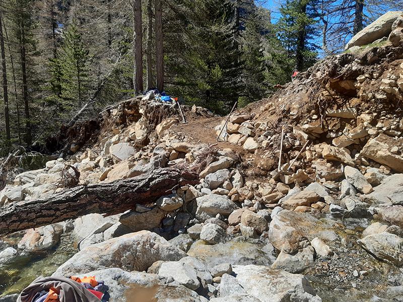 Travaux dans le vallon Sangue, dans le haut Boréon, vallée de la Vésubie