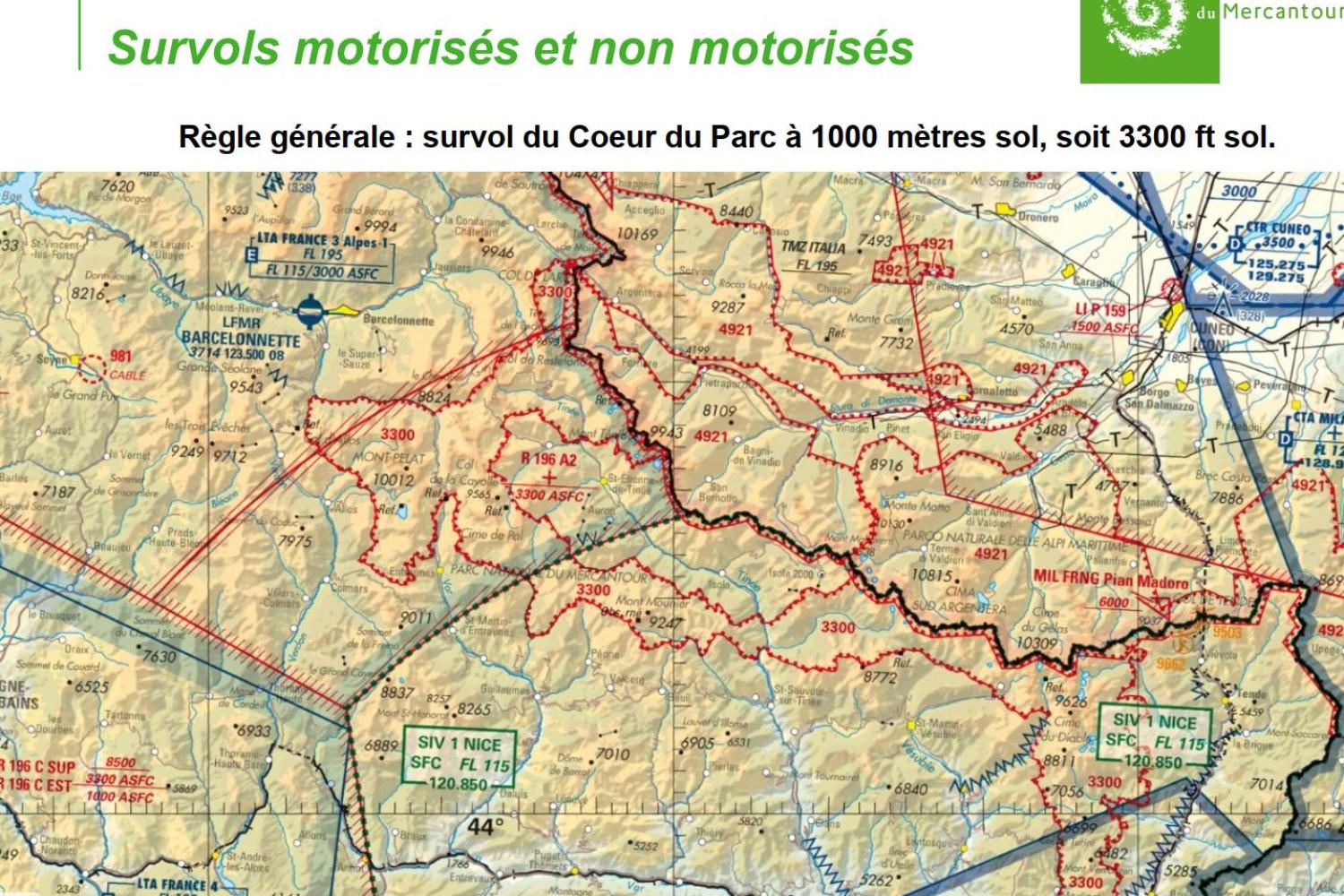 Carte : survols et espaces protégés